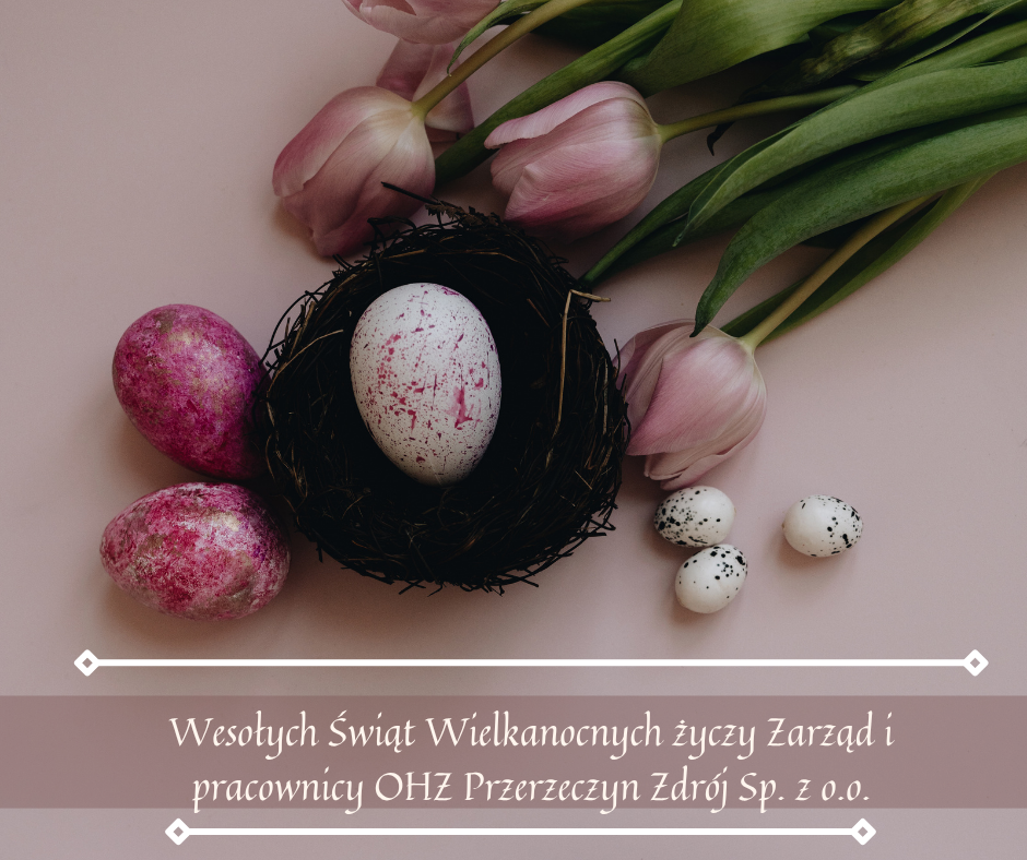 R&oacute;żowo Zielona Wielkanocna z Pisankami i Tulipanami Post na Facebook